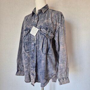 Vintage NWT Pinot Noir Acid-Washed Denim Shirt Button-Up Long Sleeve Cotton